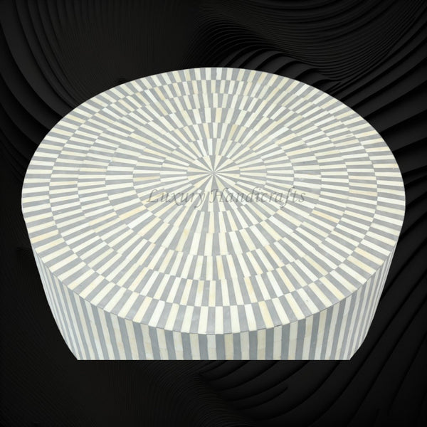 Bone Inlay Illusion Stripe Center Table Grey