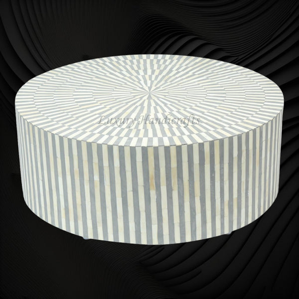Bone Inlay Illusion Stripe Center Table Grey