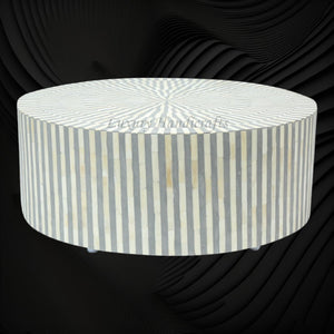 Bone Inlay Illusion Stripe Center Table Grey