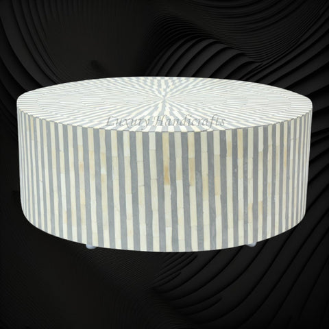 Bone Inlay Illusion Stripe Center Table Grey