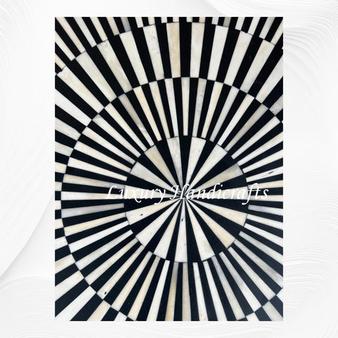 Bone Inlay Illusion Stripe Center Table Black