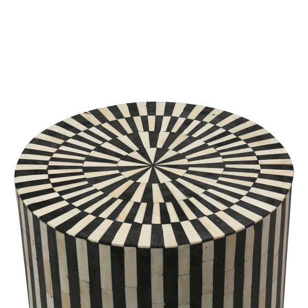 Bone Inlay Illusion Stripe Side Table Black