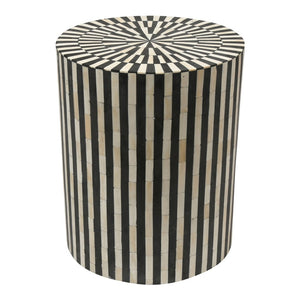 Bone Inlay Illusion Stripe Side Table Black