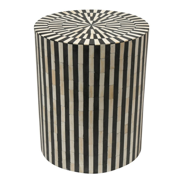 Bone Inlay Illusion Stripe Side Table Black