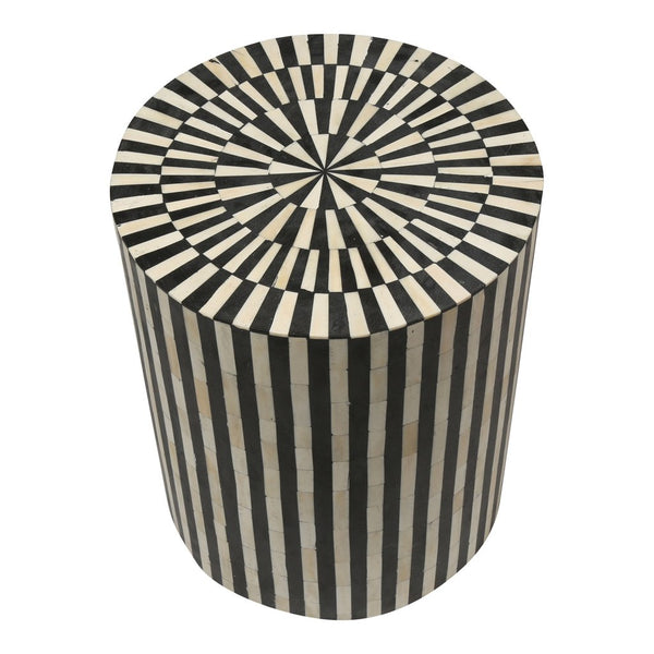 Bone Inlay Illusion Stripe Side Table Black