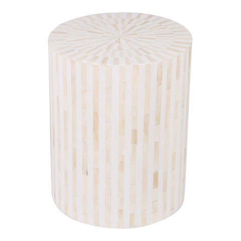 Bone Inlay Illusion Stripe Side Table White