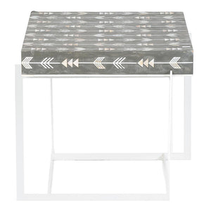 Mother Of Pearl Inlay Arrow Side Table Grey