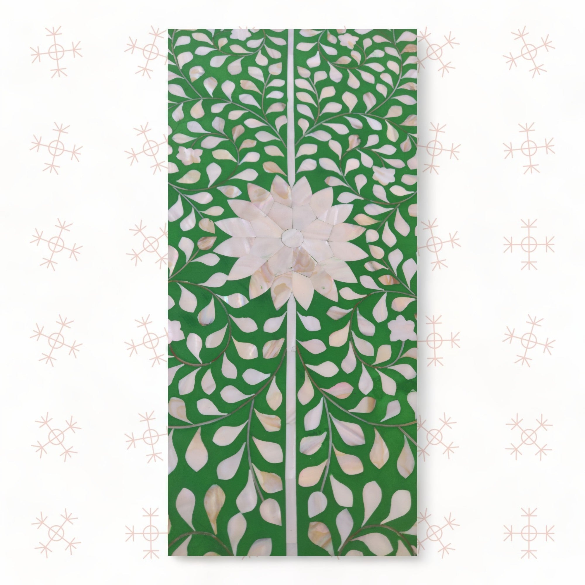 Scroll Vine MOP Inlay 6 Drawer Dresser Green