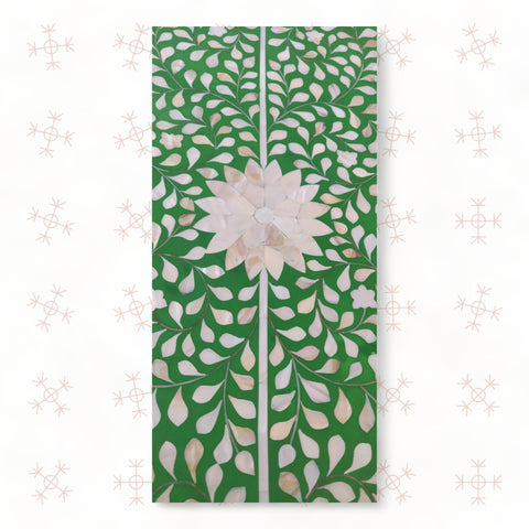 Scroll Vine MOP Inlay 6 Drawer Dresser Green