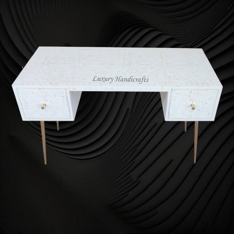 Scroll Vine Desk and Side Table Combo White