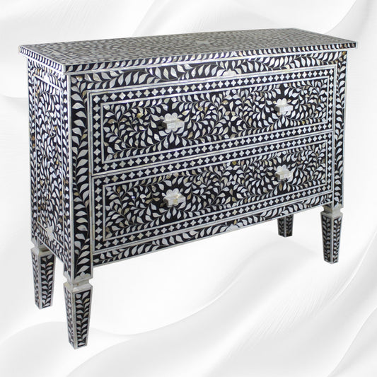 Shamiana MOP Inlay Chest of 2 Drawers Black