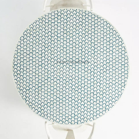 Targua Bone Inlay Round Dining Table Teal Green