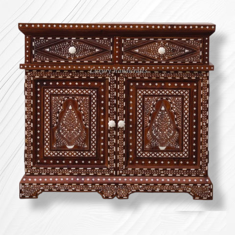 Teak Wood Bone Inlaid Cabinet