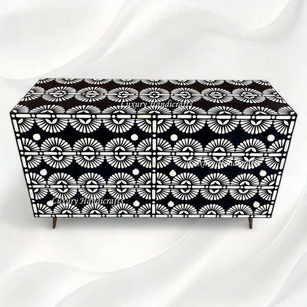 Tokyo Bone Inlay Six Drawer Dresser Black