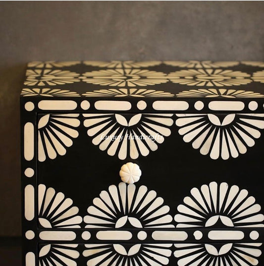 Tokyo Bone Inlay Three Drawer Dresser Black