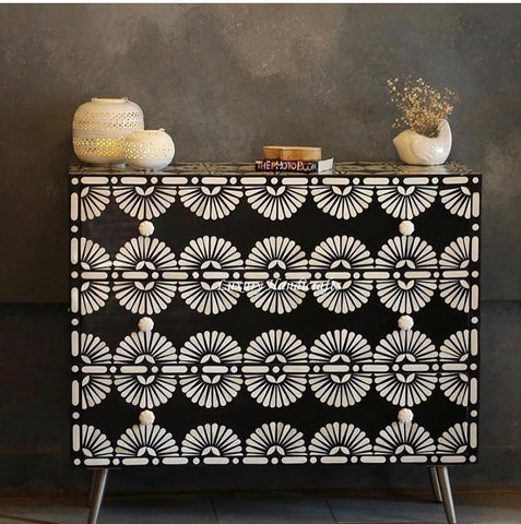 Tokyo Bone Inlay Three Drawer Dresser Black