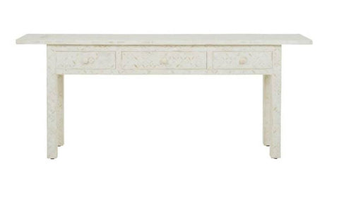 White Bone Inlay 3 Drawer Geometric Console Long Edges