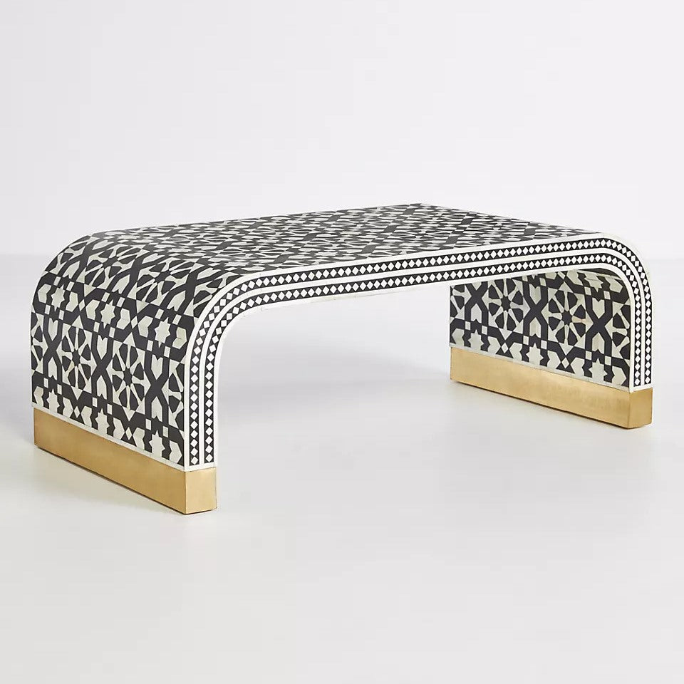 Moroccan Inlay Waterfall Coffee Table Black