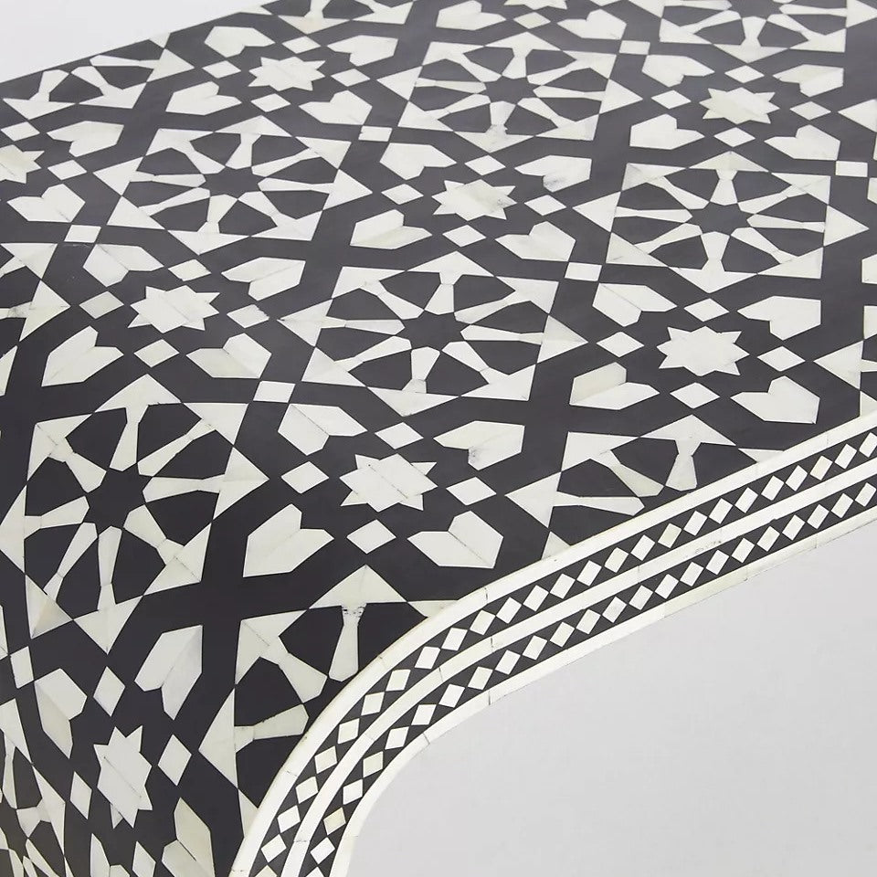 Moroccan Inlay Waterfall Coffee Table Black