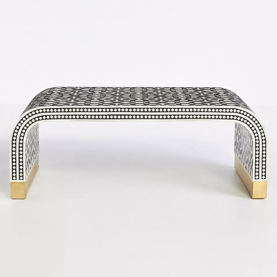 Moroccan Inlay Waterfall Coffee Table Black