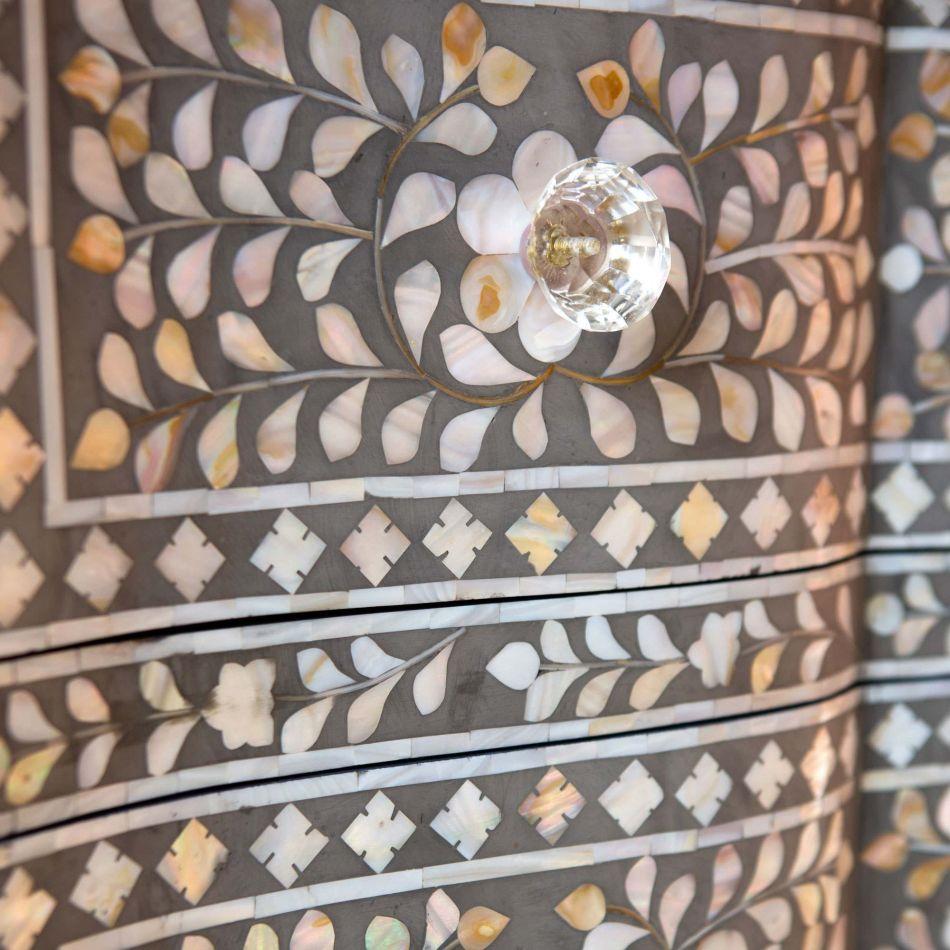 Estelle Mother of Pearl Inlay Curved Dresser Grey