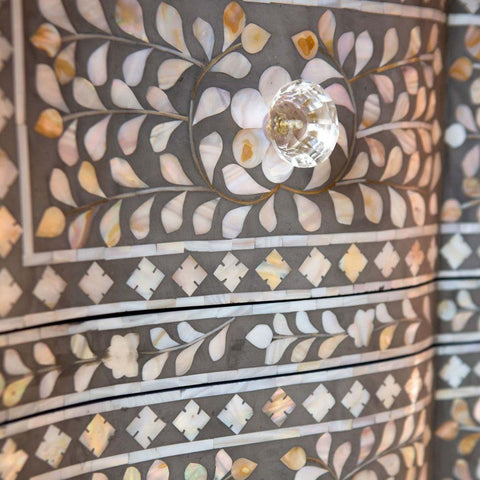 Estelle Mother of Pearl Inlay Curved Dresser Grey