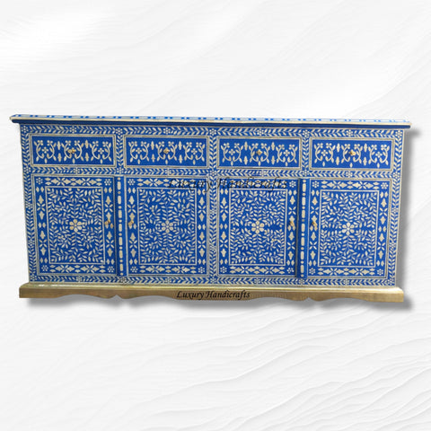 Arabic Floral Bone Inlay Buffet Blue