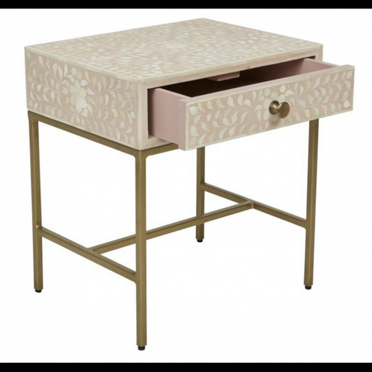 Blossom Bone Inlay Nightstand Pink