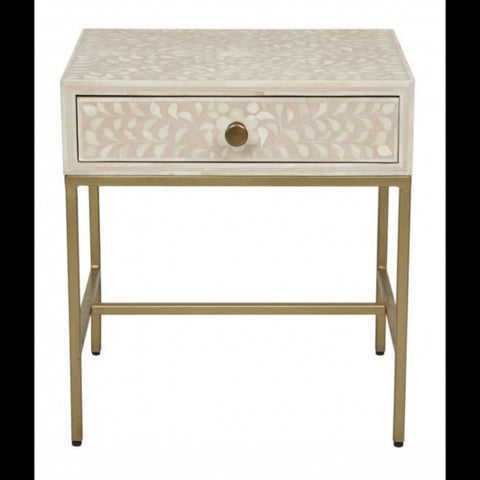 Blossom Bone Inlay Nightstand Pink