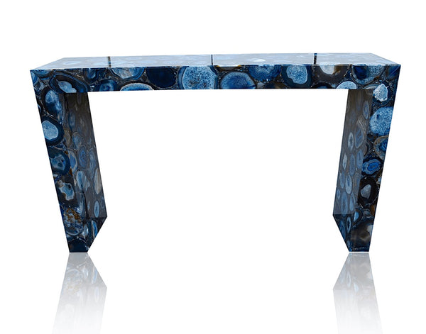 Blue Agate Gemstone Geode Console Table