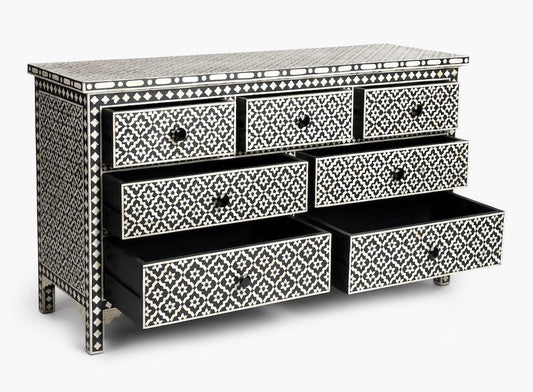 Indigo Black Bone Inlay Arctic Chest Of 7 Drawers