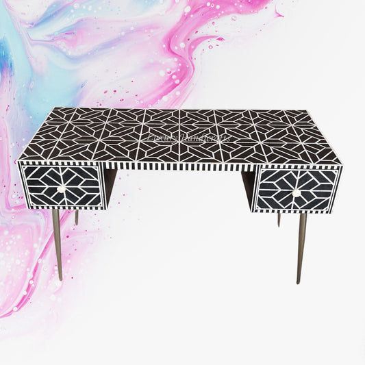 FUSION Bold Geometric Bone Inlay Desk Black