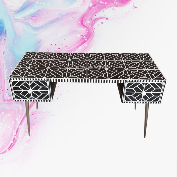 FUSION Bold Geometric Bone Inlay Desk Black