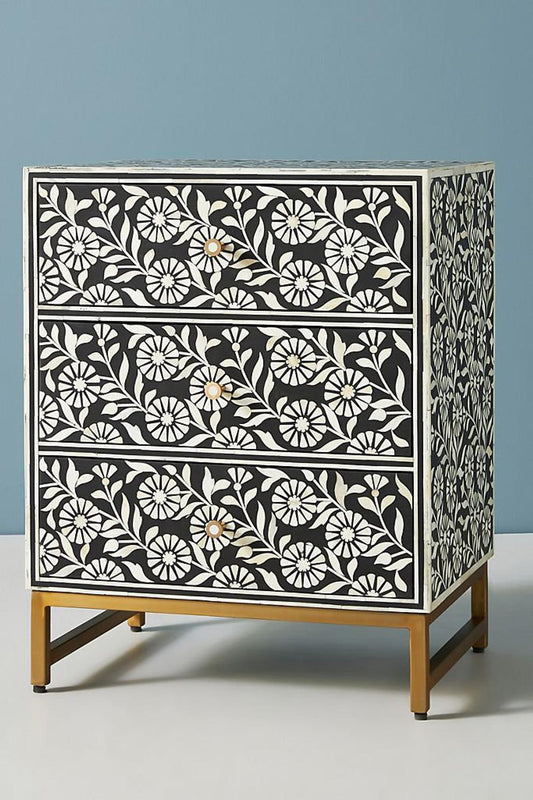 Lalita Bone Inlay Nightstand Black