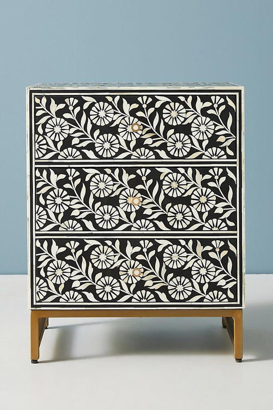 Lalita Bone Inlay Nightstand Black
