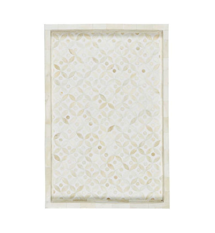 Bone Inlay Tray Geometric Design White