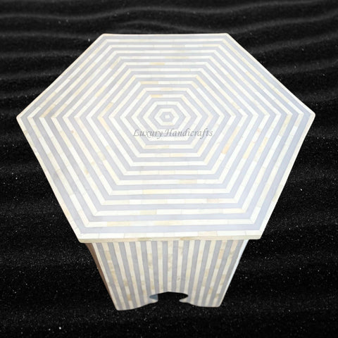 FUSION Bone Inlay Hexagonal Side Table Grey