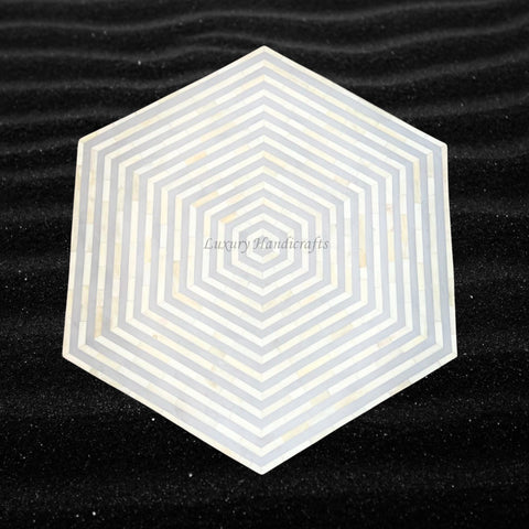 FUSION Bone Inlay Hexagonal Side Table Grey