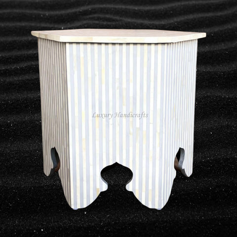 FUSION Bone Inlay Hexagonal Side Table Grey