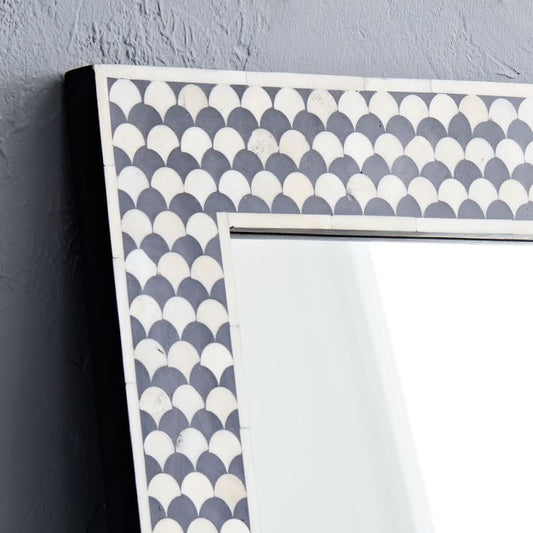 Bone Inlay Square Drop Mirror Black