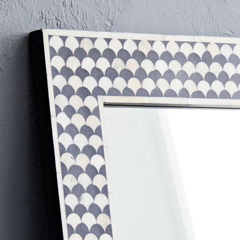 Bone Inlay Square Drop Mirror Black