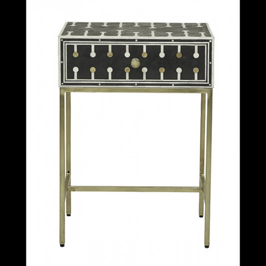 Dot Bone Inlay Nightstand Black