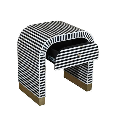 Waterfall Bone Inlay Bedside Black