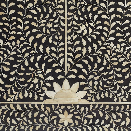 Floral Bone Inlay Headboard Black