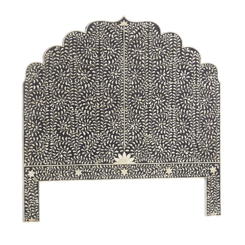 Floral Bone Inlay Headboard Black