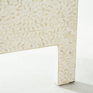 Floral Bone Inlay Headboard White