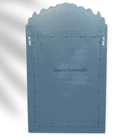 Floral Bone Inlay Crested Mirror Grey