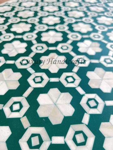 Flower Bone Inlay 5 Drawer Chest Teal Green