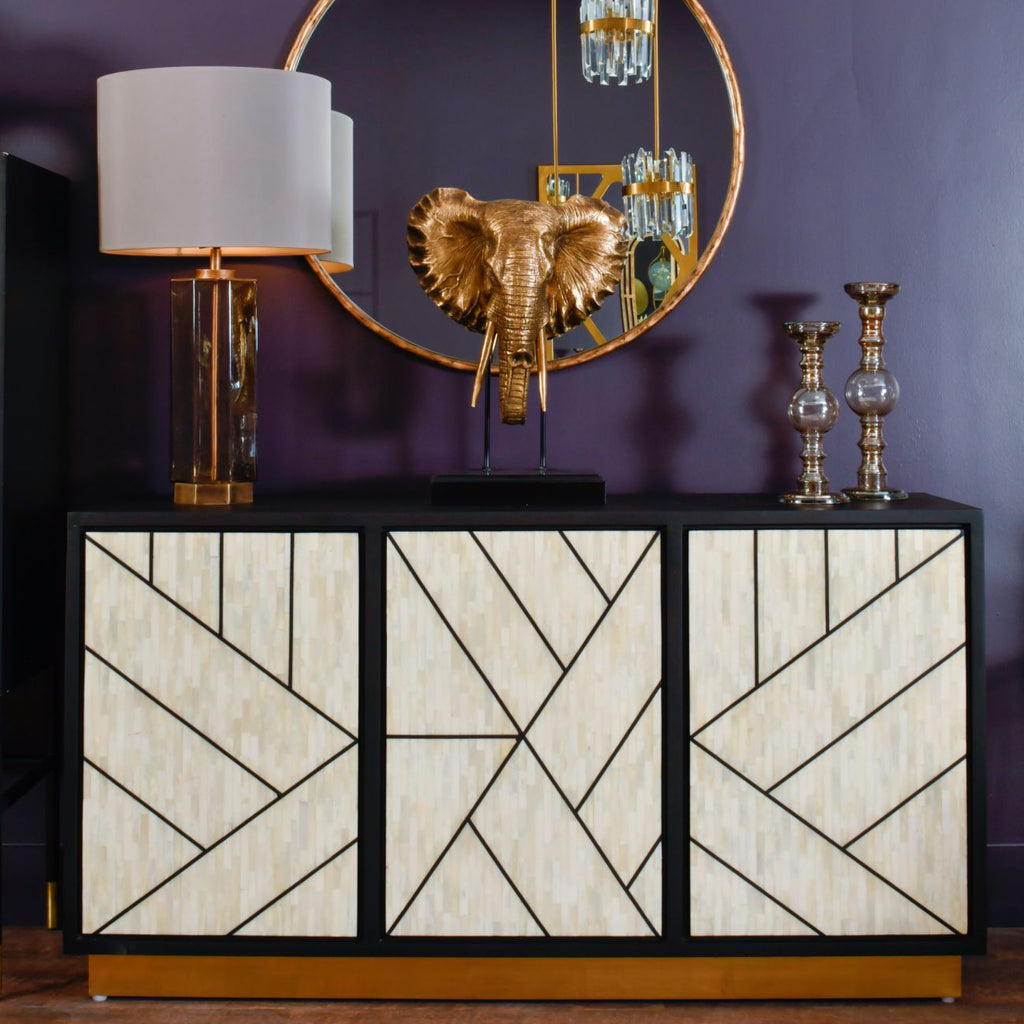 Full Bone Door Credenza Black luxuryhandicrafts.in