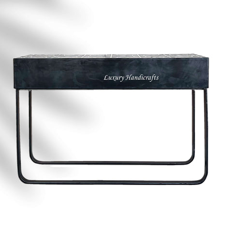 FUSION Curvy Geometric Bone Inlay Desk Black